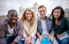 Multi-ethnic group of students looking very happy